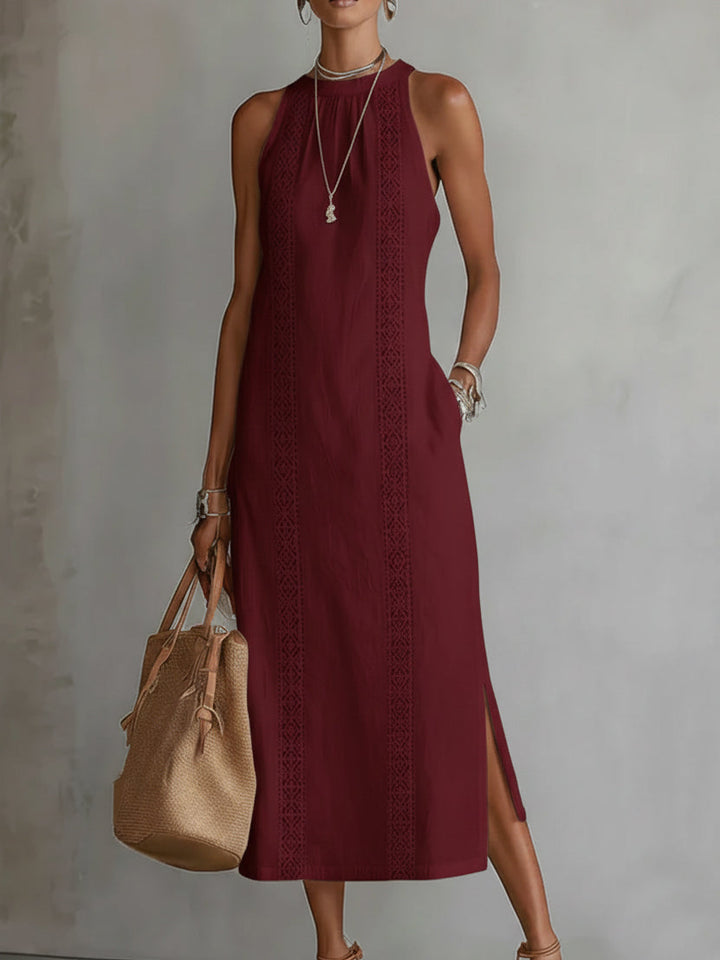 Jimena | Abito midi con colletto ricamato