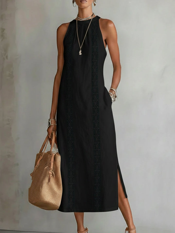 Jimena | Abito midi con colletto ricamato